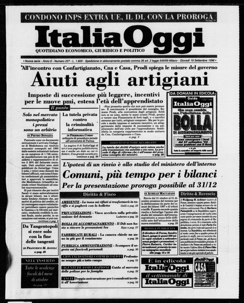 Italia oggi : quotidiano di economia finanza e politica